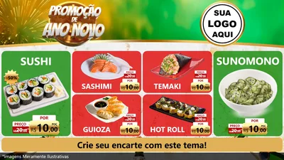 Modelo de TV para TV Horizontal com o tema Promoção de Ano Novo para Comida japonesa