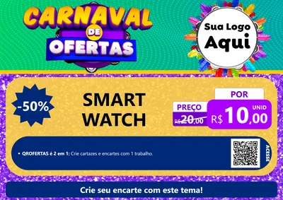 Modelo de Cartaz para Cartaz A4 Horizontal com o tema Carnaval de Ofertas para Informática