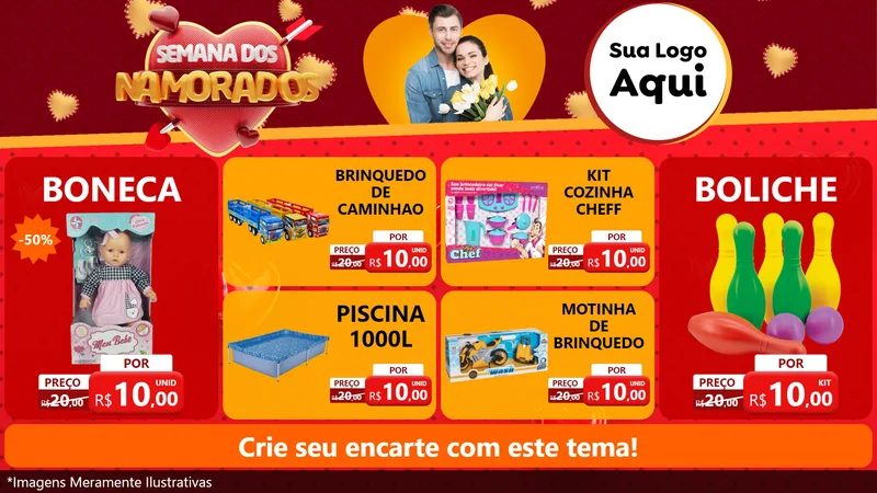 Modelo de TV para TV Horizontal com o tema Semana dos Namorados para Brinquedos