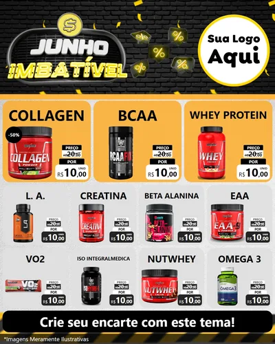Modelo de Rede Social para Feed Instagram com o tema Junho Imbatível para Suplementos alimentares