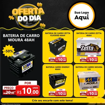 Modelo de Rede Social para Feed Facebook com o tema Oferta Do Dia para Baterias Elétricas
