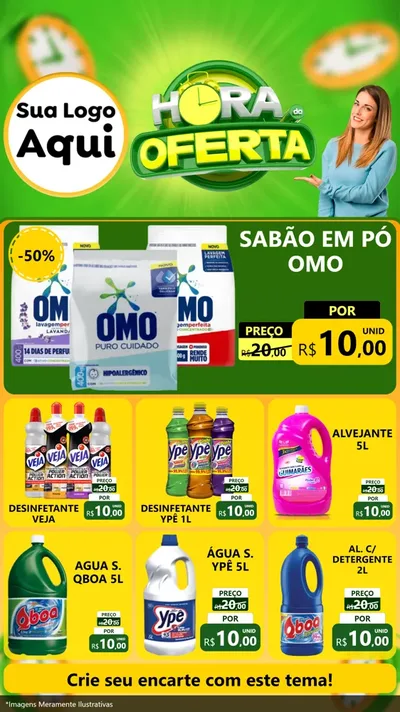 Modelo de Rede Social para Stories com o tema Hora da Oferta para Produtos de Limpeza