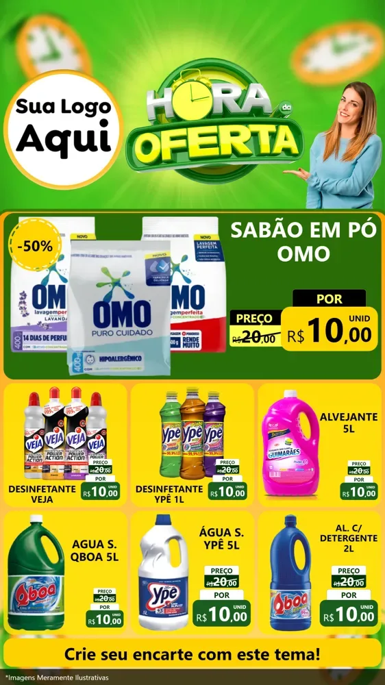 Modelo de Rede Social para Stories com o tema Hora da Oferta para Produtos de Limpeza
