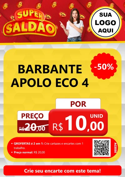 Modelo de Cartaz para Cartaz A4 Vertical com o tema Super Saldão para Armarinho e Aviamentos