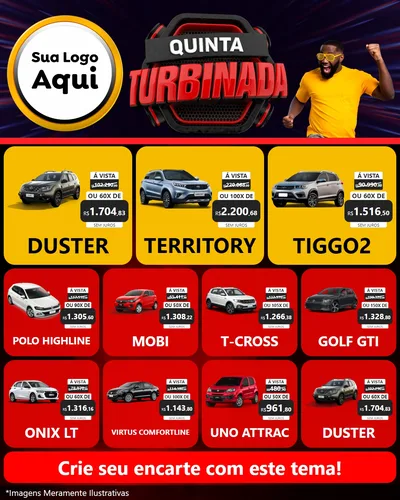 Modelo de Rede Social para Feed Instagram com o tema Quinta Turbinada para Concessionaria de Carros