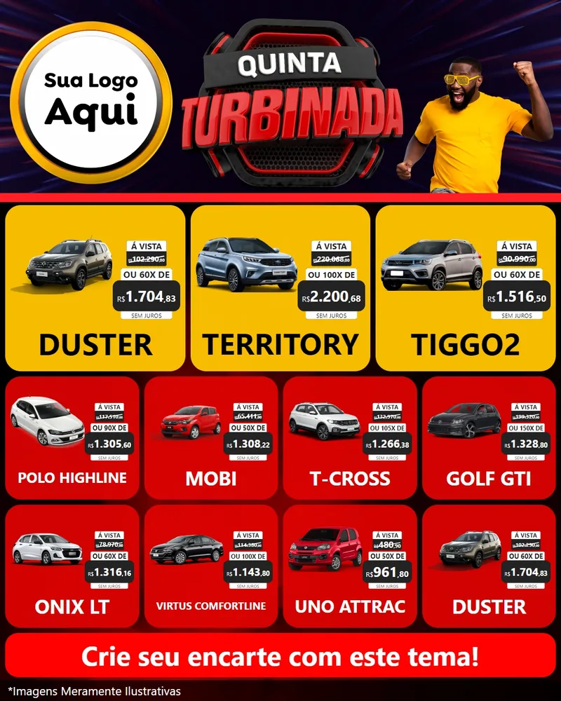 Modelo de Rede Social para Feed Instagram com o tema Quinta Turbinada para Concessionaria de Carros