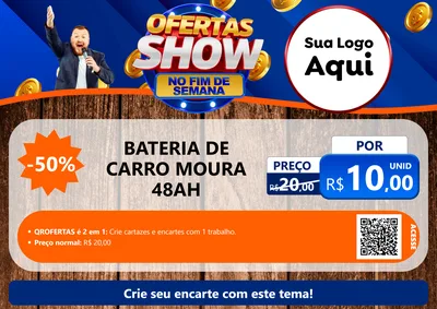 Modelo de Cartaz para Cartaz A4 Horizontal com o tema Ofertas Show No Fim De Semana para Baterias Elétricas