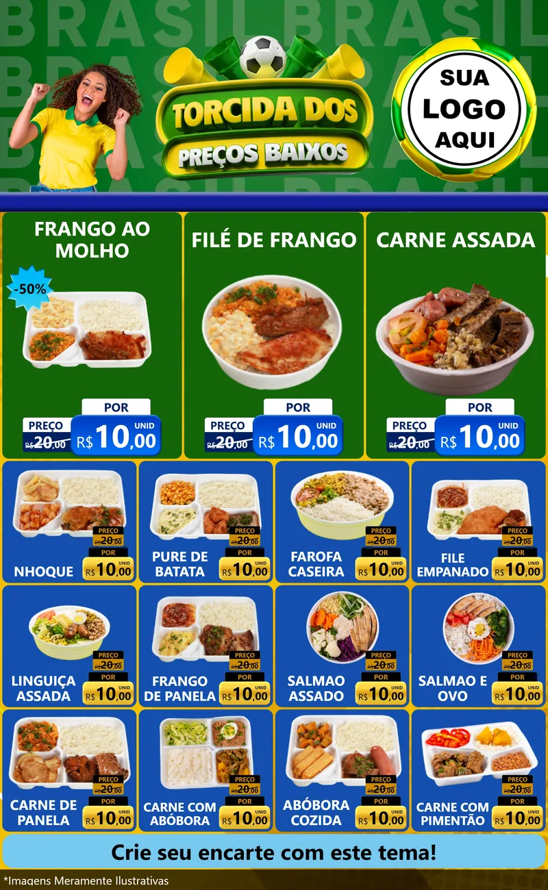 Modelo de Encarte para Encarte Grande com o tema Torcida dos Preços Baixos para Restaurante