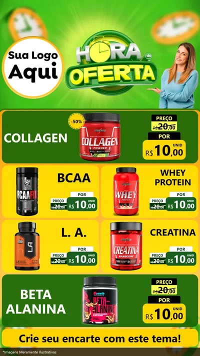 Modelo de TV para TV Vertical com o tema Hora da Oferta para Suplementos alimentares