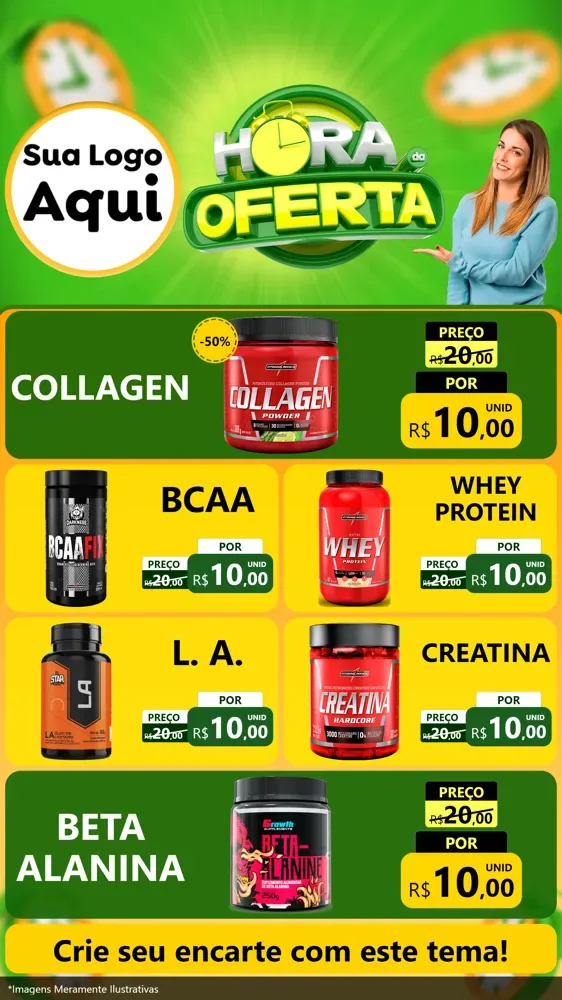 Modelo de TV para TV Vertical com o tema Hora da Oferta para Suplementos alimentares