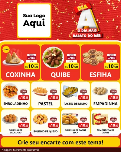 Modelo de Rede Social para Feed Instagram com o tema Dia A o Dia Mais Barato do Mês para Salgadaria