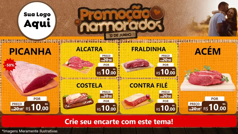Modelo de TV para TV Horizontal com o tema Promoção Namorados para Açougue