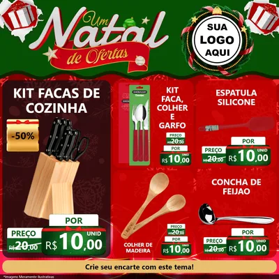 Modelo de Rede Social para Feed Facebook com o tema Um Natal de Ofertas para Utilidades Domésticas