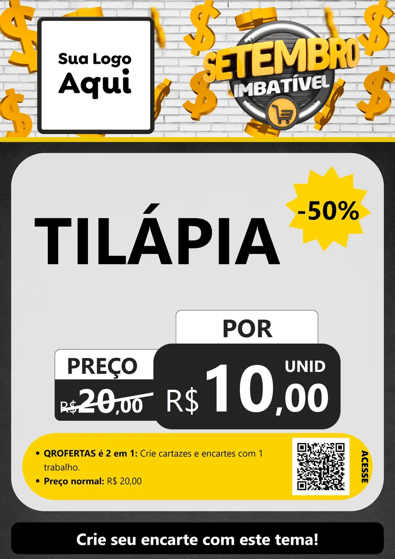 Modelo de Cartaz para Cartaz A4 Vertical com o tema Setembro Imbatível para Peixaria