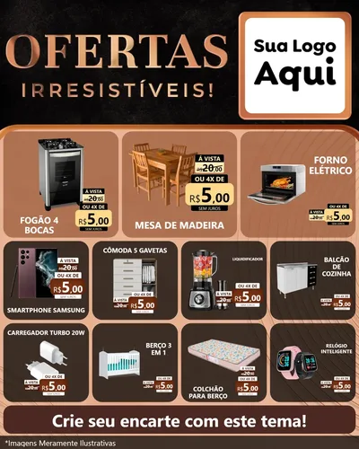 Modelo de Rede Social para Feed Instagram com o tema Ofertas Irresistíveis! para Móveis e Eletro