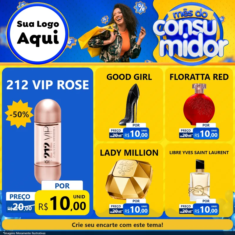 Modelo de Rede Social para Feed Facebook com o tema Mês do Consumidor para Perfumes