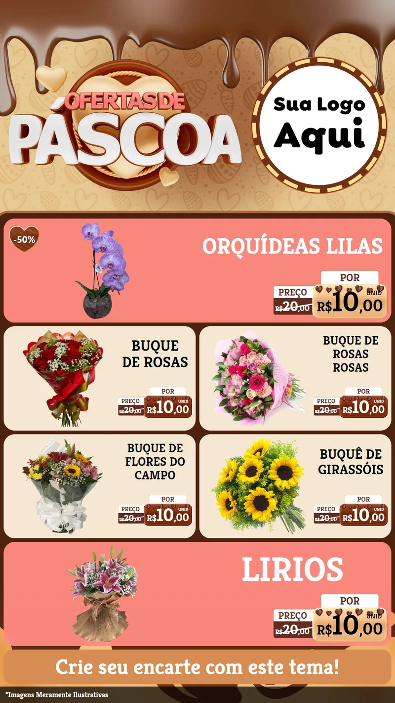 Modelo de TV para TV Vertical com o tema Ofertas de Páscoa para Floricultura e jardim