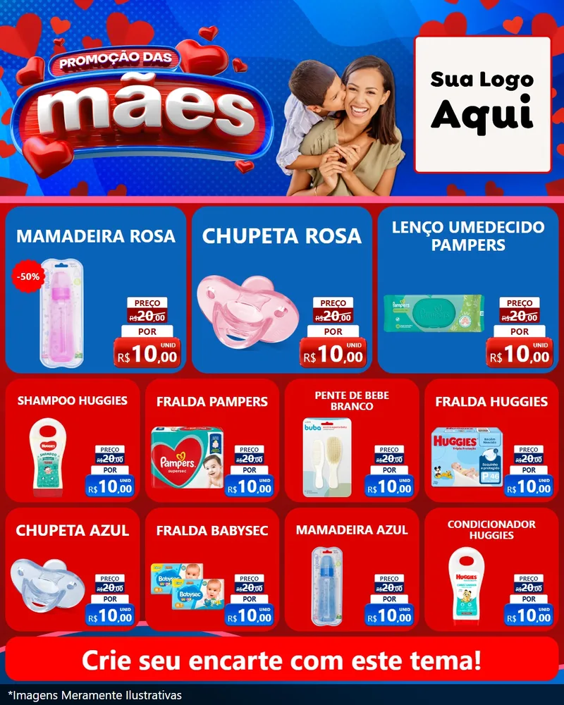 Modelo de Rede Social para Feed Instagram com o tema Promoção das Mães para Bebês