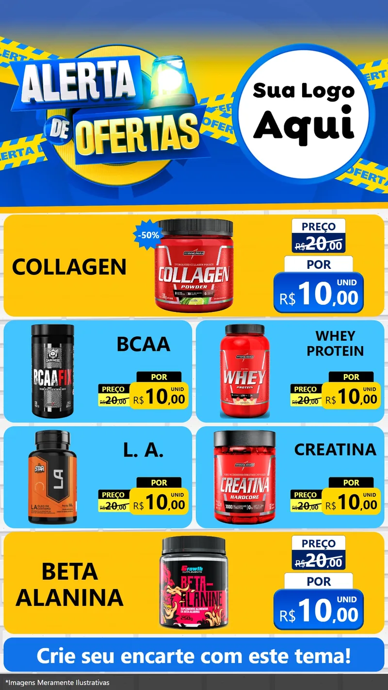 Modelo de TV para TV Vertical com o tema Alerta de Ofertas para Suplementos alimentares
