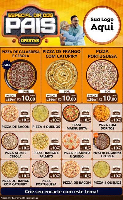 Modelo de Encarte para Encarte Grande com o tema Especial Dia dos Pais para Pizzaria