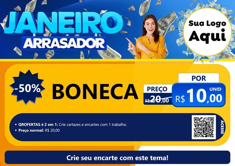 Modelo de Cartaz para Cartaz A4 Horizontal com o tema Janeiro Arrasador para Brinquedos