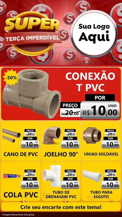 Modelo de Rede Social para Stories com o tema Super Terça Imperdível para Tubos e conexões