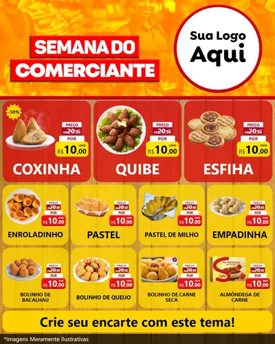 Modelo de Rede Social para Feed Instagram com o tema Semana do Comerciante para Salgadaria