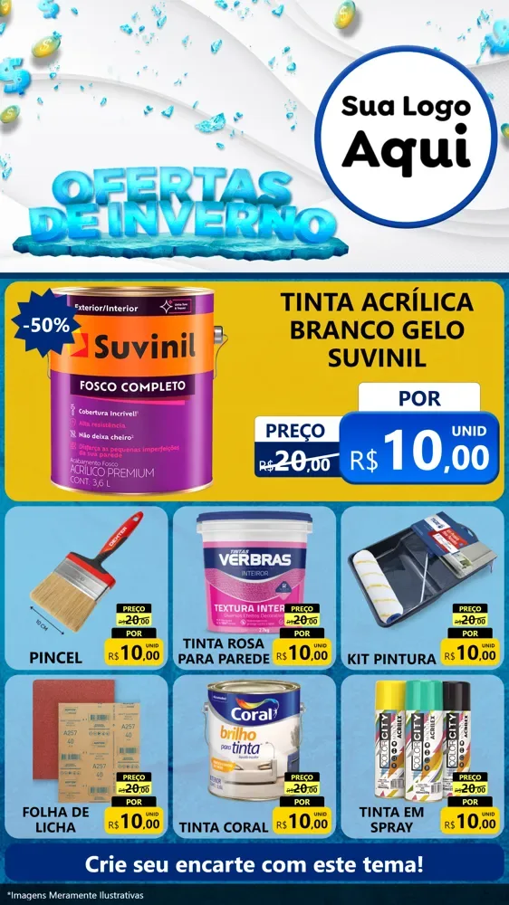 Modelo de Rede Social para Stories com o tema Ofertas de Inverno para Tintas e Ferramentas