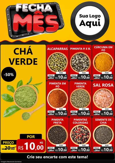 Modelo de Encarte para Encarte A4 Vertical com o tema Fecha Mês para Produtos Naturais