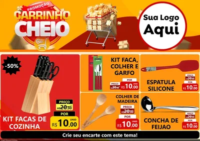 Modelo de Encarte para Encarte A4 Horizontal com o tema Promoção carrinho cheio para Utilidades Domésticas