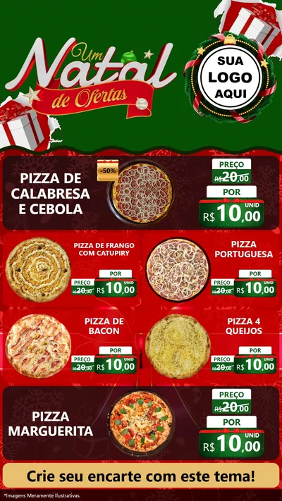Modelo de TV para TV Vertical com o tema Um Natal de Ofertas para Pizzaria
