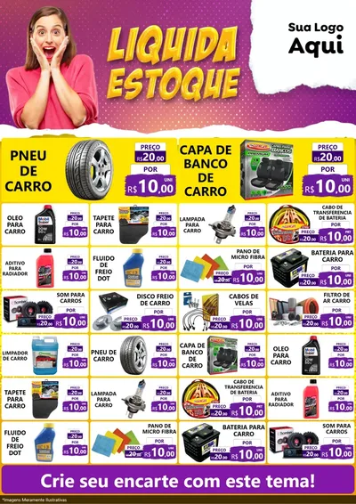 Modelo de Encarte para Encarte A4 Vertical com o tema Liquida estoque para Auto peças