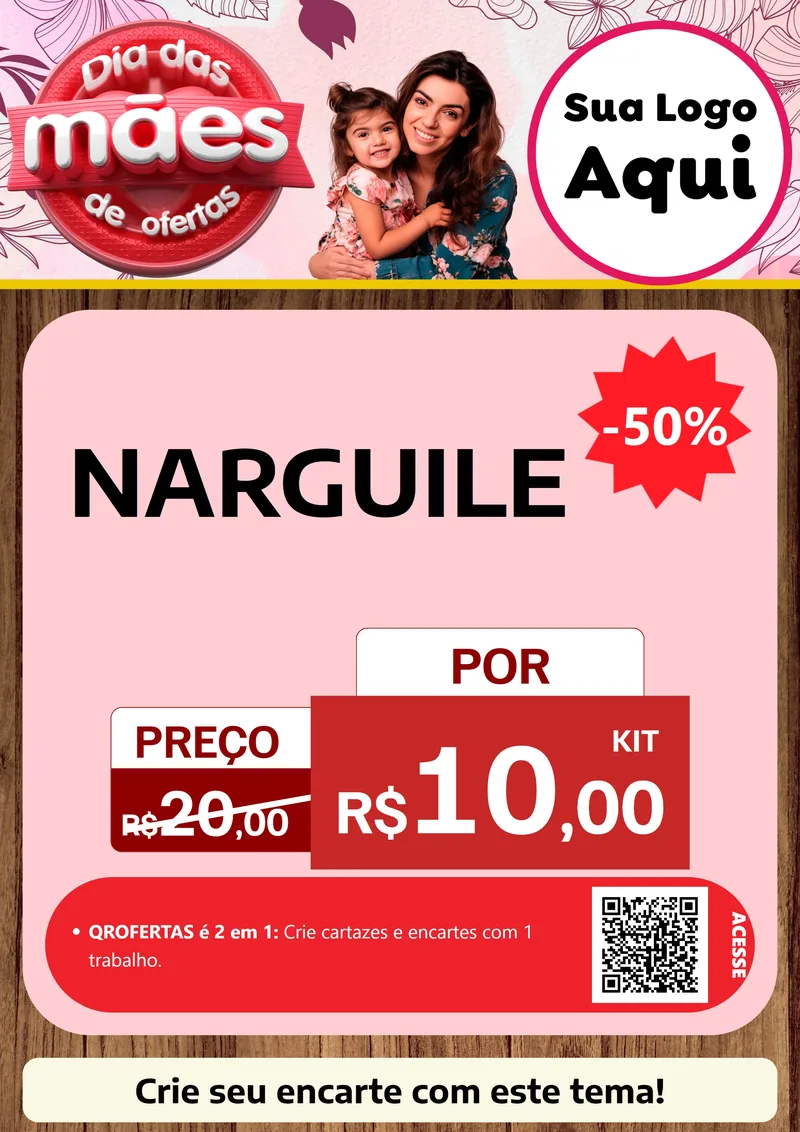 Modelo de Cartaz para Cartaz A4 Vertical com o tema Dia Das Mães De Ofertas para Tabacaria