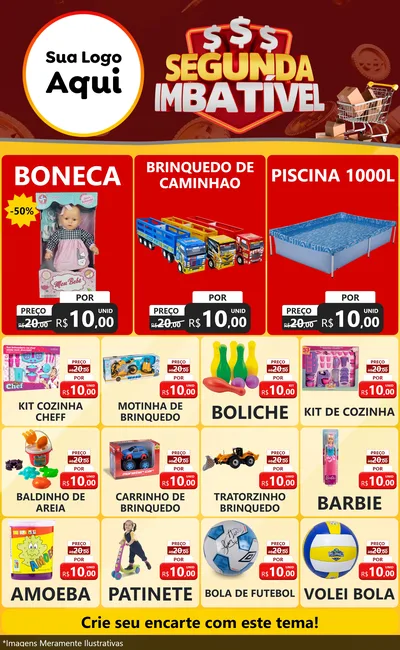Modelo de Encarte para Encarte Grande com o tema Segunda Imbatível para Brinquedos