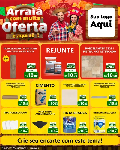 Modelo de Rede Social para Feed Instagram com o tema Arraiá Com Muita Oferta - É Aqui Sô! para Pisos e revestimentos