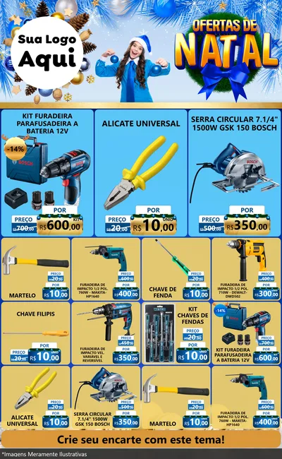 Modelo de Encarte para Encarte Grande com o tema Ofertas de Natal para Maquinas e Ferramentas