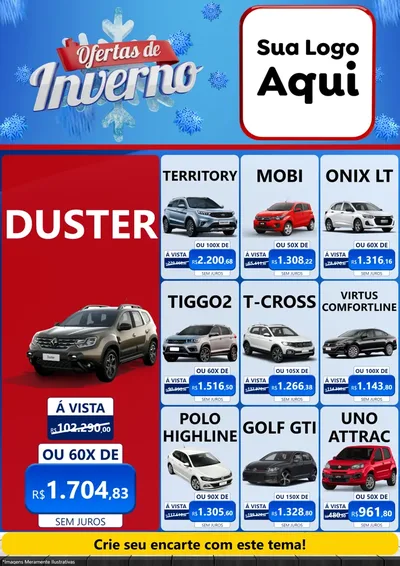 Modelo de Encarte para Encarte A4 Vertical com o tema Ofertas de Inverno para Concessionaria de Carros
