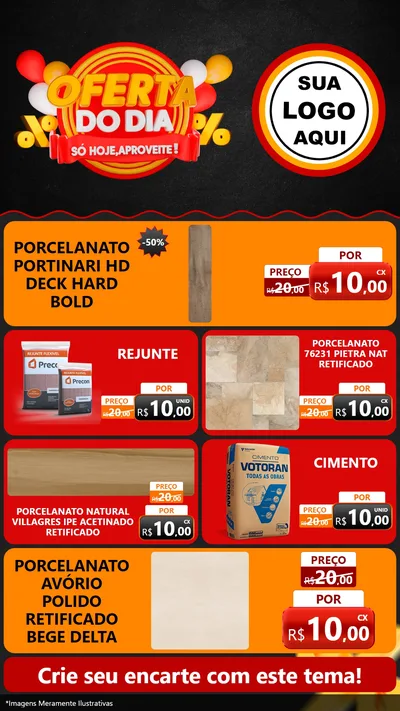 Modelo de TV para TV Vertical com o tema Oferta do Dia - Só hoje, Aproveite! para Pisos e revestimentos