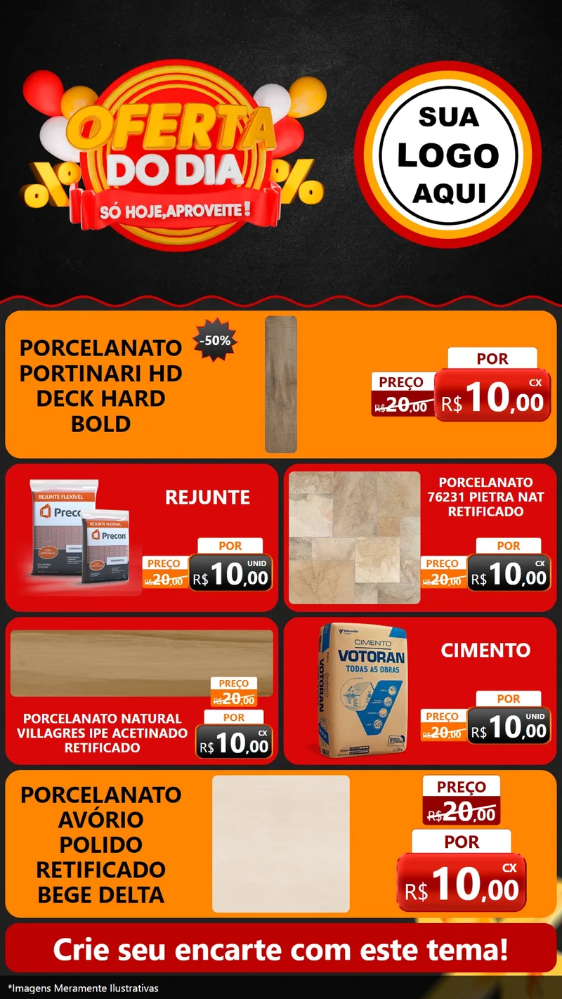 Modelo de TV para TV Vertical com o tema Oferta do Dia - Só hoje, Aproveite! para Pisos e revestimentos