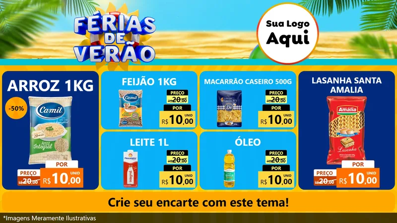 Modelo de TV para TV Horizontal com o tema Férias de Verão para Supermercado