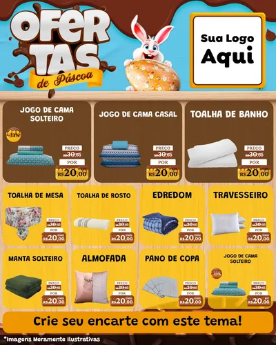 Modelo de Rede Social para Feed Instagram com o tema Ofertas de Páscoa para Cama, Mesa e Banho