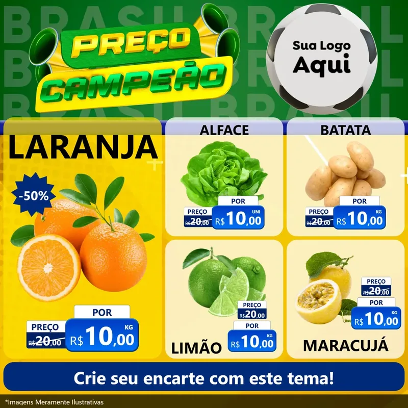 Modelo de Rede Social para Feed Facebook com o tema Preço Campeão - Copa para Hortifrúti