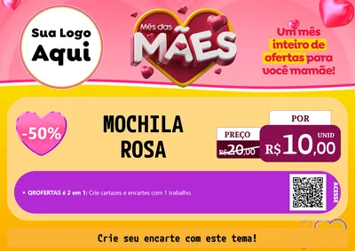 Modelo de Cartaz para Cartaz A4 Horizontal com o tema Mês das Mães para Papelaria