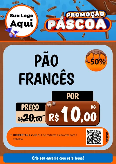 Modelo de Cartaz para Cartaz A4 Vertical com o tema Promoção Páscoa para Padaria