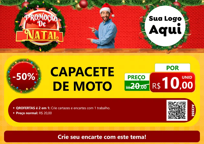 Modelo de Cartaz para Cartaz A4 Horizontal com o tema Promoção de Natal para Moto peças