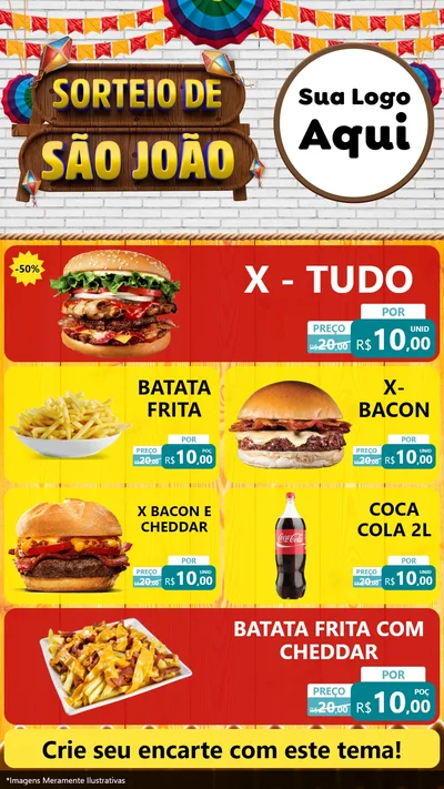 Modelo de TV para TV Vertical com o tema Sorteio de São João para Hamburgueria