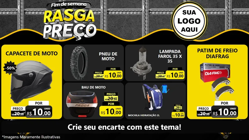 Modelo de TV para TV Horizontal com o tema Fim de Semana Rasga Preço para Moto peças