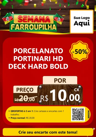 Modelo de Cartaz para Cartaz A4 Vertical com o tema Semana Farroupilha para Pisos e revestimentos