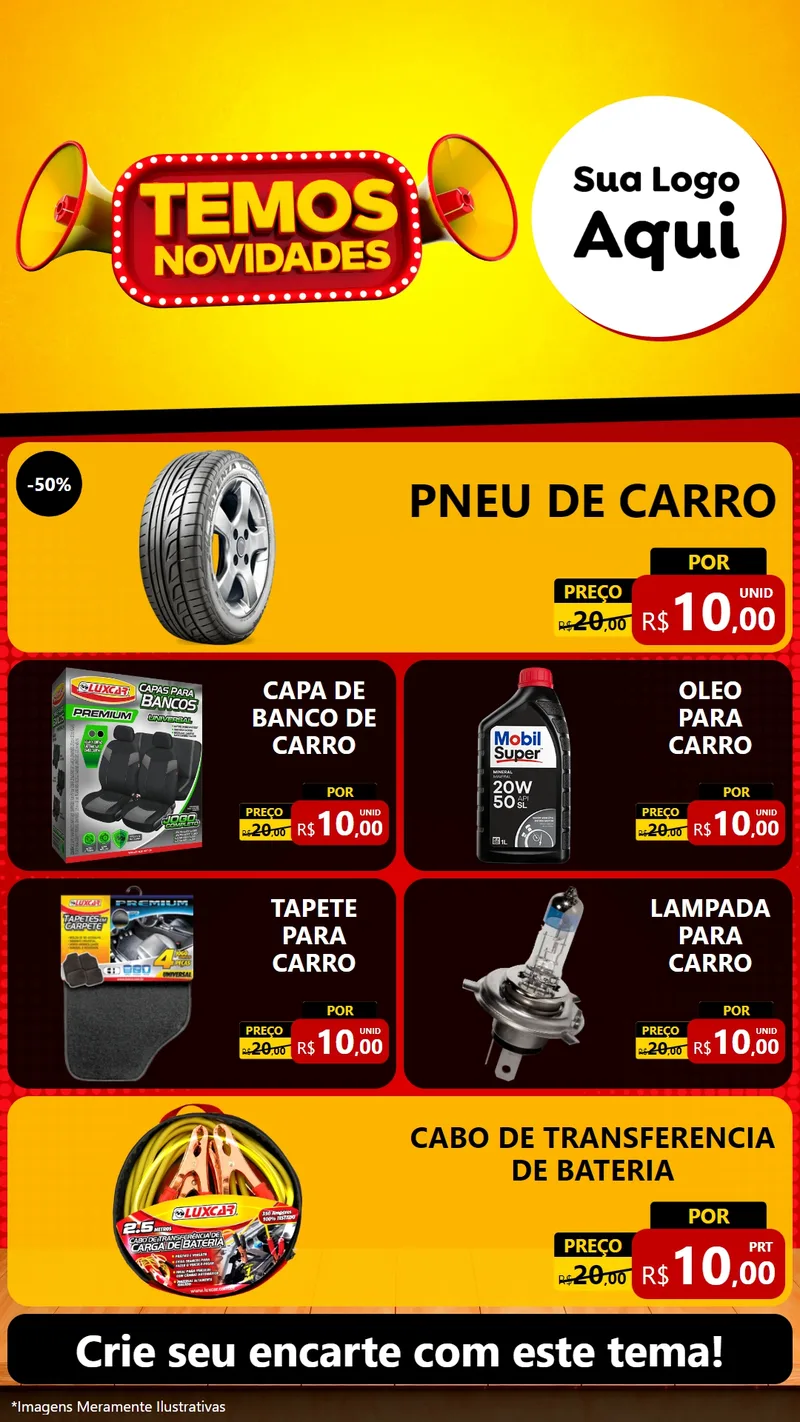 Modelo de TV para TV Vertical com o tema Temos Novidades para Auto peças