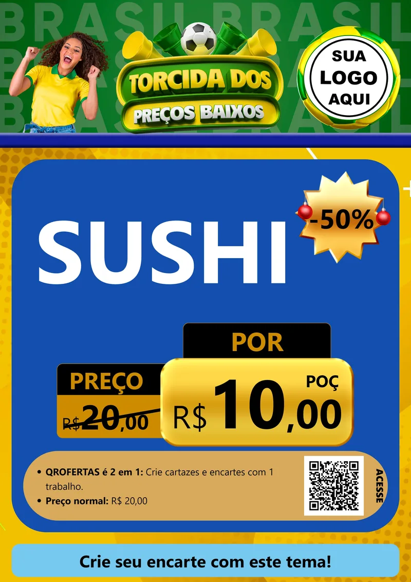 Modelo de Cartaz para Cartaz A4 Vertical com o tema Torcida dos Preços Baixos para Comida japonesa